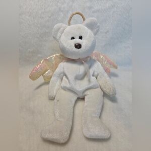HALO Ty Beanie Baby Plush White Angel Bear with Shimmering Wings 1998